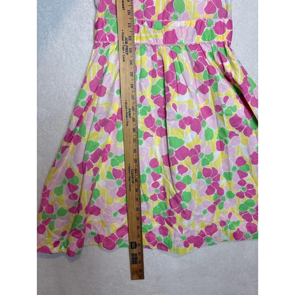 Lilly Pulitzer Girls Rainforest Pink Yellow Green Floral Cotton Dress Size 8
